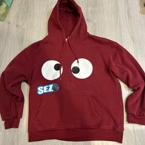 Maroon Graphic Hoodie with Eye Print